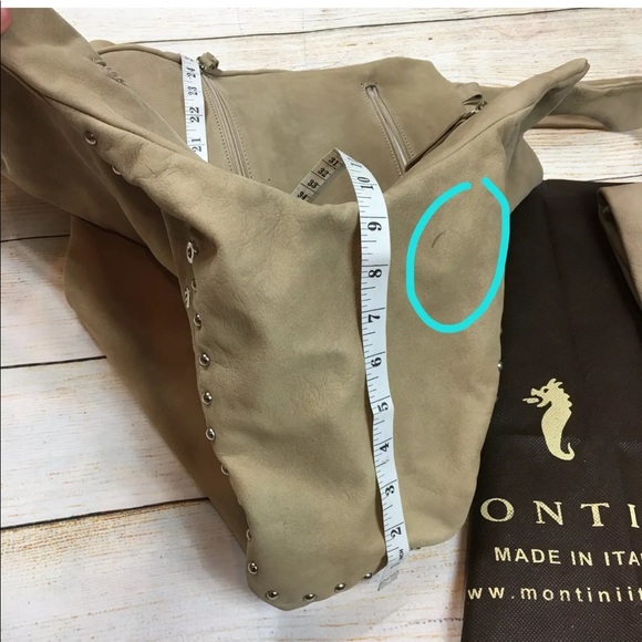 Montini beige leather handbag from Italy NEW - Picture 7 of 8